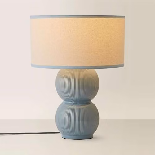 ValueLights Gemma Green Glazed Ceramic Table Lamp with Beige Linen Drum Shade – 1