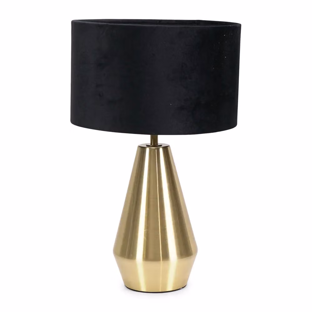 ValueLights Jax Antique Brass Dimmable Touch Table Lamp with Black Velvet Drum Shade and LED Bulb – 2