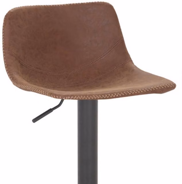 netfurniture Belmont Brown Synthetic Leather Bar Stool with Matt Black Metal Frame and 360 Degree Swivel Seat