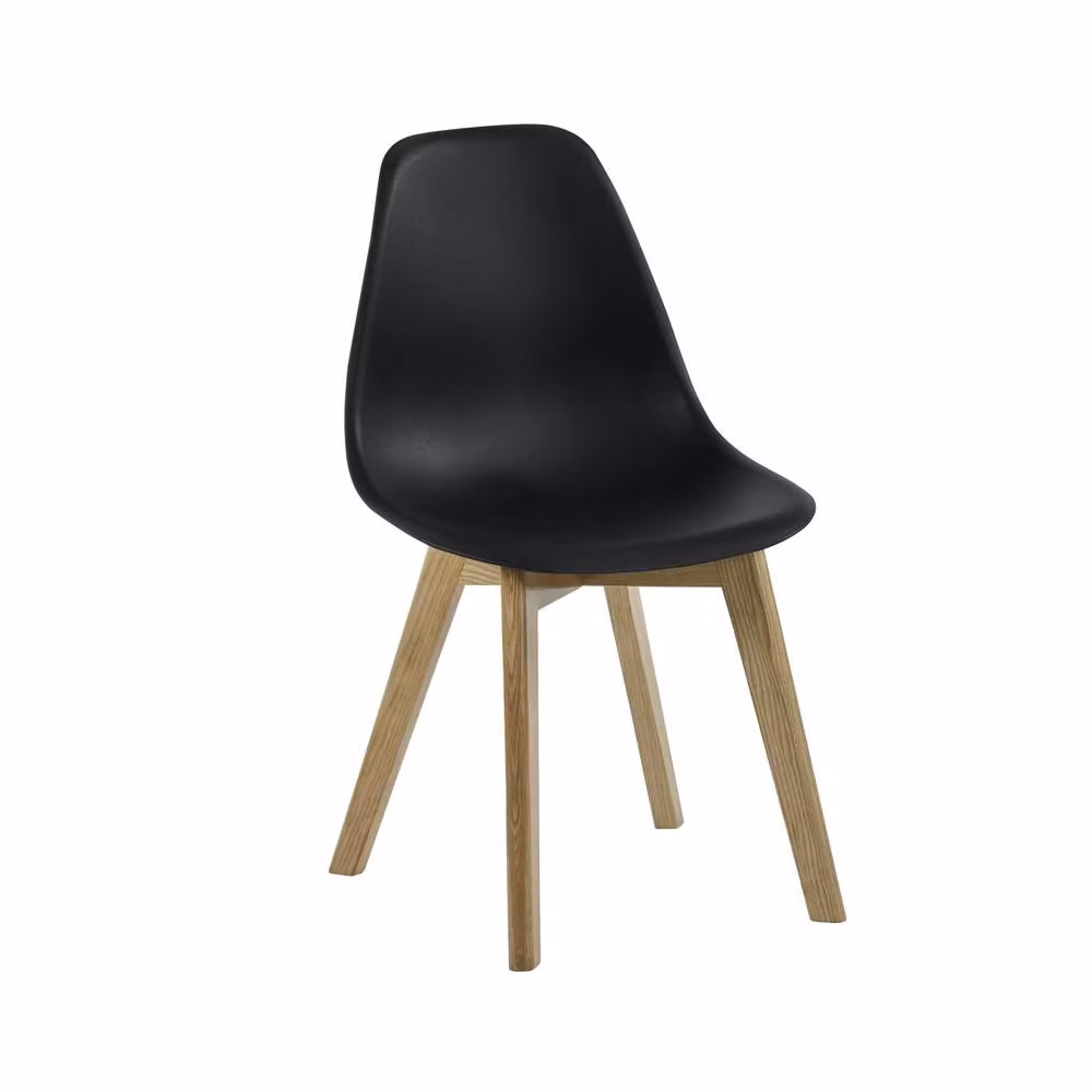 Cheshire Alderley Set of 2 Premium Black Plastic Dining Chairs with Wooden Legs – 2