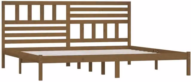 Berkfield Home Beautiful Bed Frame in Honey Brown Solid Pine Wood, W/D/H: 200 x 200 x 100 cm
