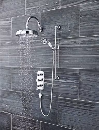 Nuie HEAD16 Edwardian Inspired Square Wall Mounted Rain Shower Head, Chrome, W/D/H: 30.0 x 30.0 x 14.5 cm – 2