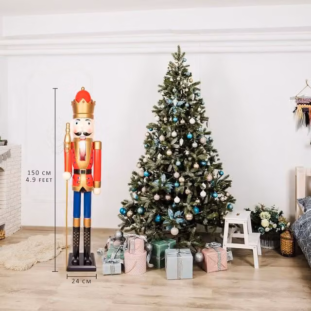 Shatchi Classic Multicolour Wooden Nutcracker Christmas Ornament Figure, Height: 150 cm