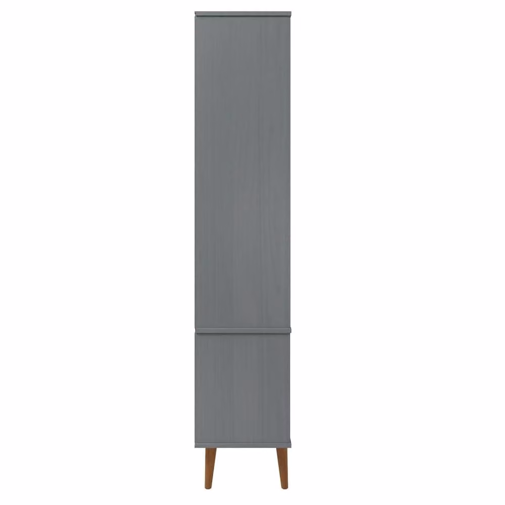 Berkfield Home MOLDE Vitrine Cabinet in Grey Solid Wood Pine with Glass Doors, W/D/H: 90 x 35 x 175 cm – 4
