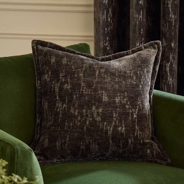 Paoletti Aurelio Chenille Jacquard Square Cushion in Anthracite Grey, W/D/H: 45 x 45 x 45 cm