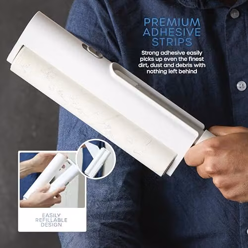 Swan Elevate Extra-Wide Lint Roller in White with 55 Extra Sticky Adhesive Strips and Dust-Proof Holder SWFC2002WHTN – 3