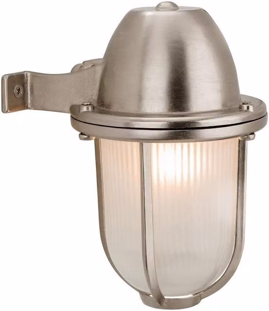 Netlighting Nautic Outdoor Wall Lantern in Grey with Frosted Glass and Nickel Finish, IP64, E27