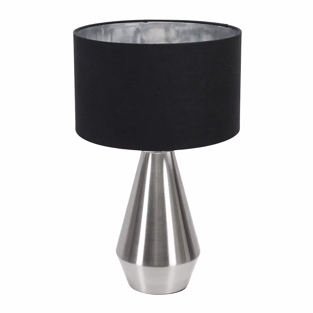 ValueLights Jax Dimmable Touch Table Lamp in Black and Chrome with Fabric Drum Shade – 2