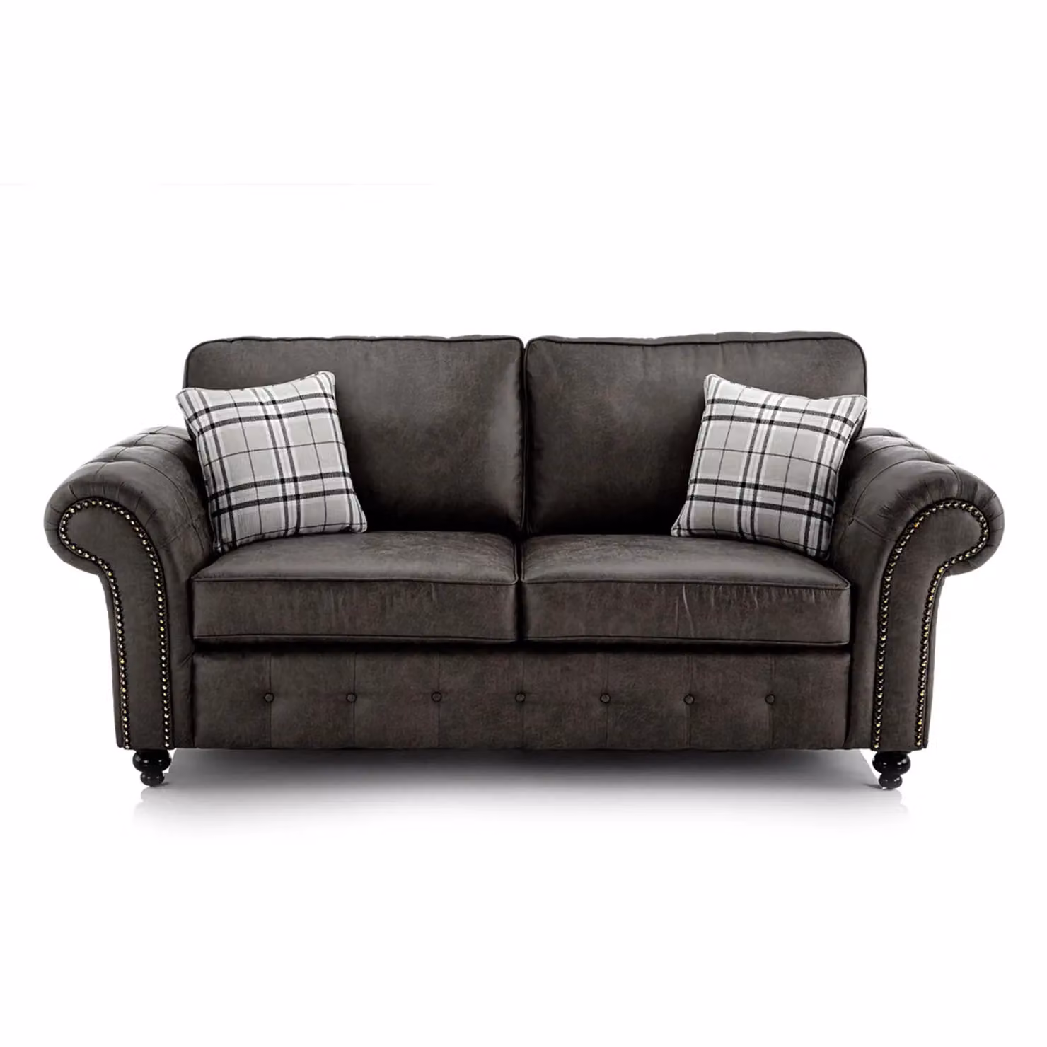 Furnishings For Less UK Oakland 3 and 2 Seater Chesterfield Leather Sofa Set in Charcoal Grey – 2