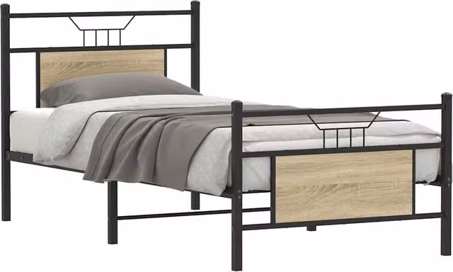Berkfield Home Single Bed Frame in Sonoma Oak Brown, W/D/H: 90 x 190 cm – 1