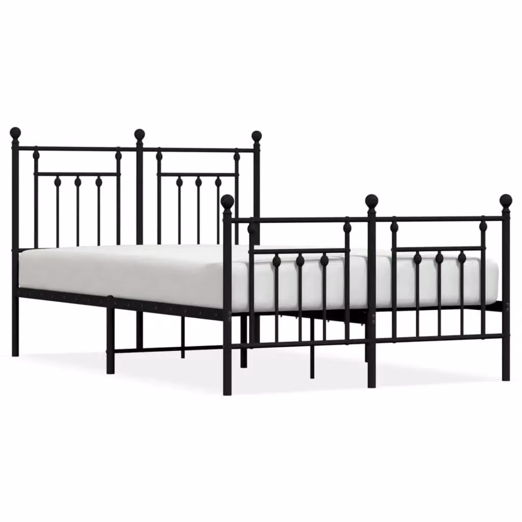 Berkfield Home Metal Bed Frame with Headboard and Footboard, Black, W/D/H: 120 x 200 cm – 2