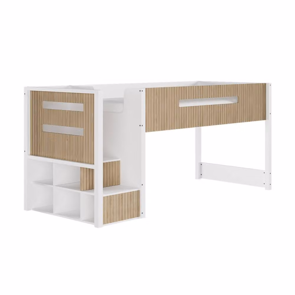 Flair Luca Ribbed Mid Sleeper with 3 Drawer Chest Pair in Light Oak, Single Size – 2