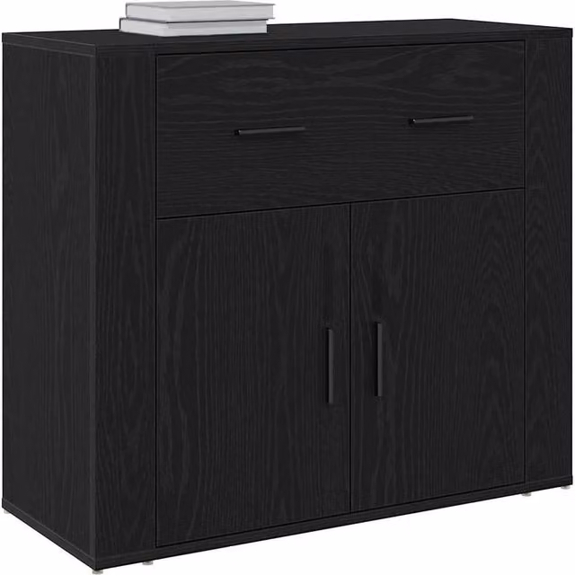 Berkfield Home Black Oak Sideboard, W/D/H: 80 x 33 x 70 cm