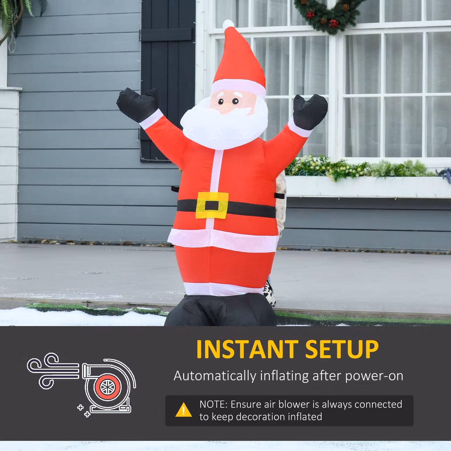 HOMCOM Inflatable Santa Claus Christmas Decoration, Red and White, Height: 120 cm – 5