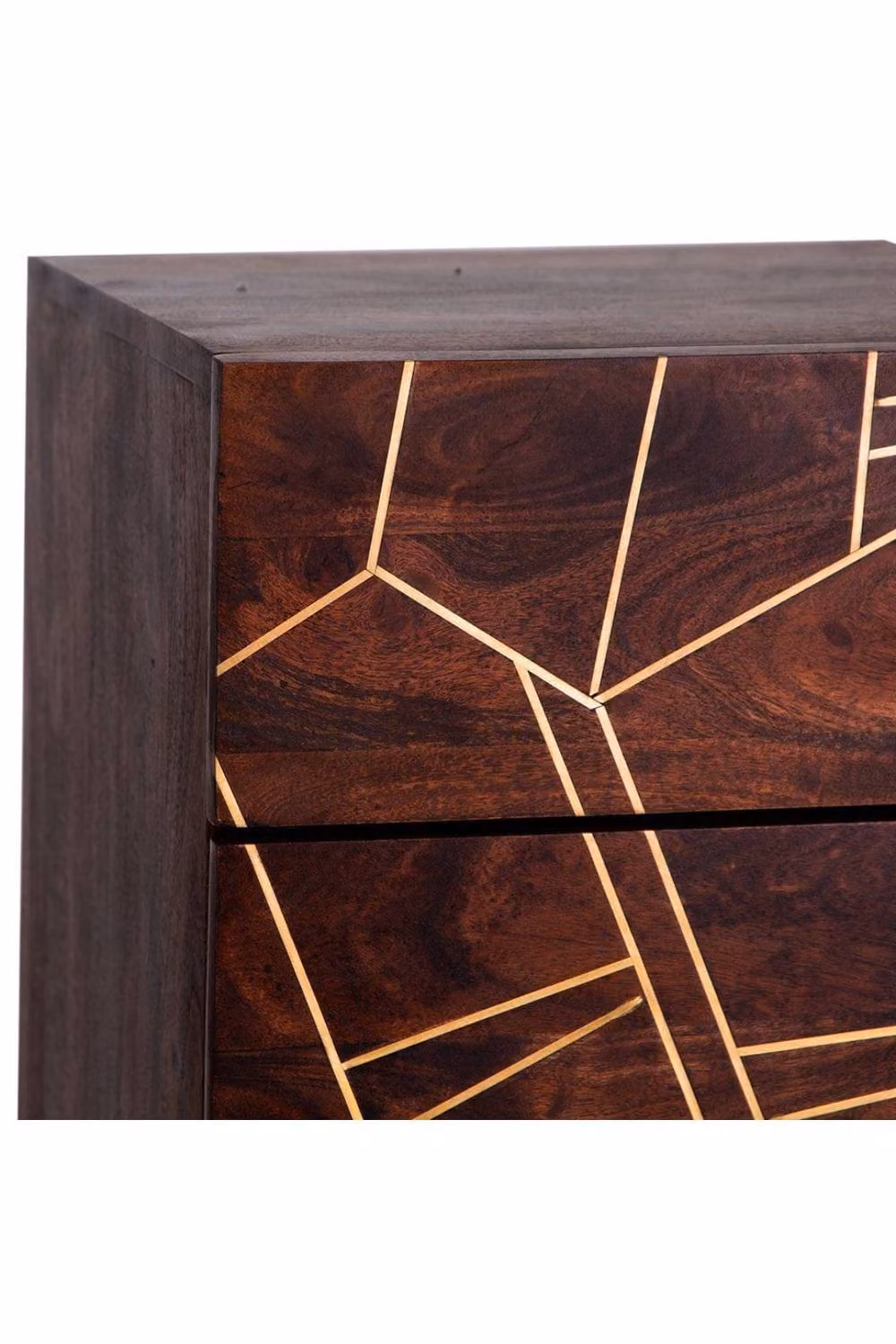 IH Design Silchester Tall Chest of Drawers in Dark Mango with Gold Inlay, Brown – 3