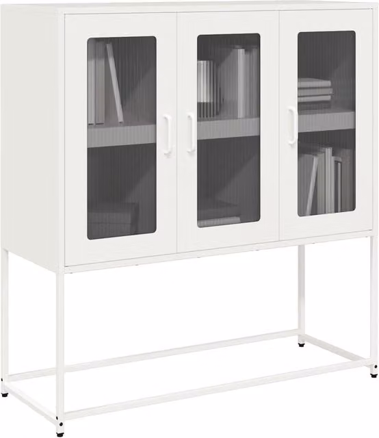 Berkfield Home Industrial Sideboard in White Matt Metal, W/D/H: 100.5 x 39 x 107 cm – 1