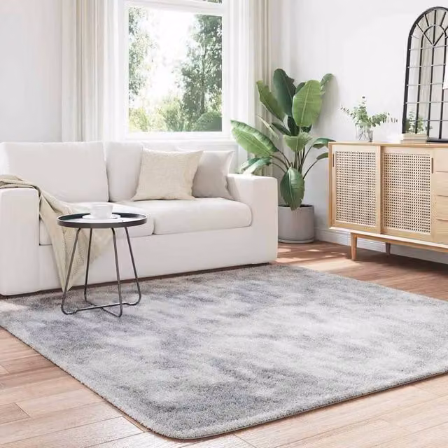 Berkfield Home Navarra Shaggy High Pile Rug in Silver Grey, W/D: 200 x 200 cm – 1