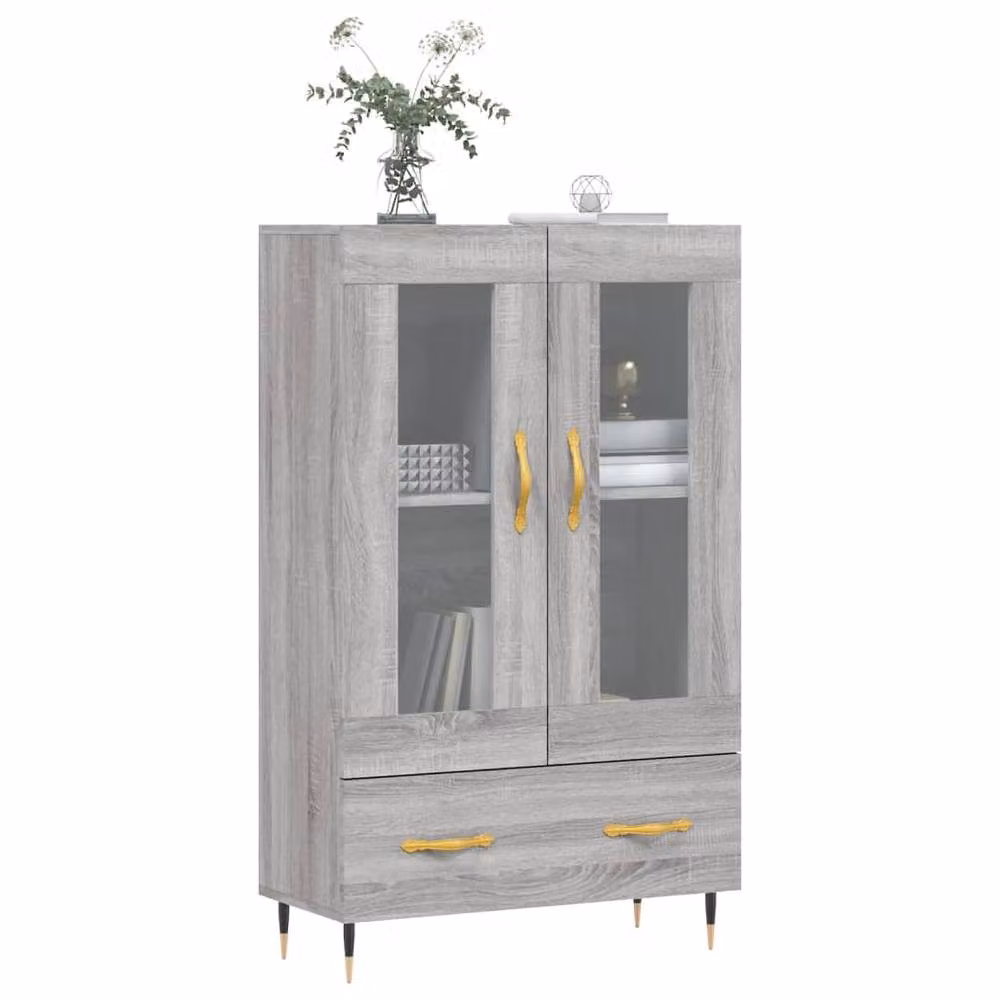 Berkfield Home Grey Sonoma Highboard with Glass Doors, W/D/H: 69.5 x 31 x 115 cm – 2