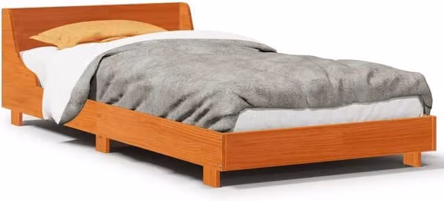 Berkfield Home Wax Brown Solid Wood Pine Bed Frame, W: 100 cm, D: 200 cm