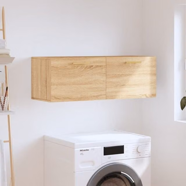 Berkfield Home Sonoma Oak Wall Cabinet in Brown, W: 100 cm, D: 36.5 cm, H: 35 cm – 1
