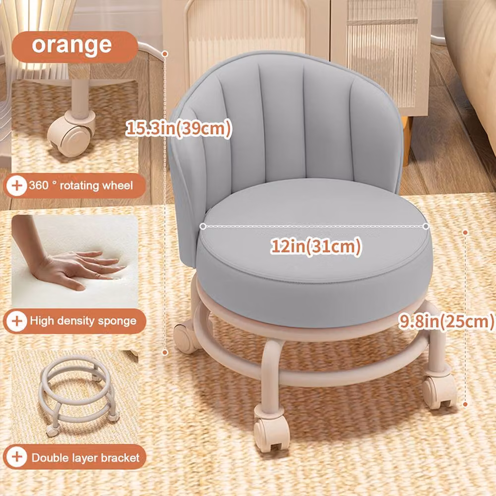 Ventryn Grey Wheeled Low Stool with Castors – 2