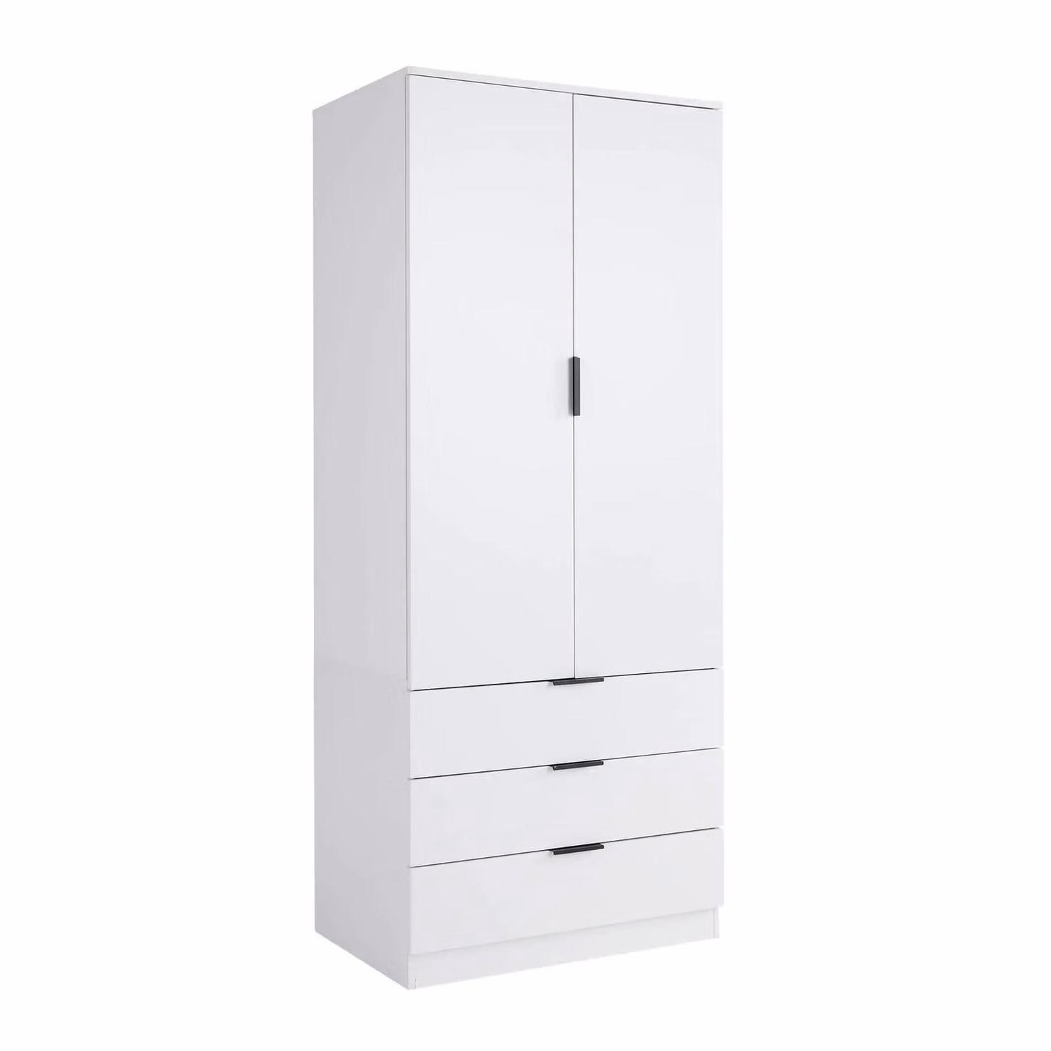 Home Source Phoenix 2 Door 3 Drawer Wardrobe in White with Internal Shelves and Hanging Rod – 5