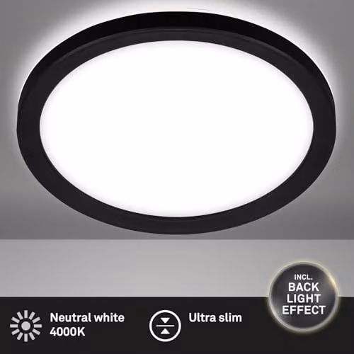 Briloner Black LED Slim Round Ceiling Light, 12W, 1400lm, 4000K Cool White, Diameter: 19 cm – 2