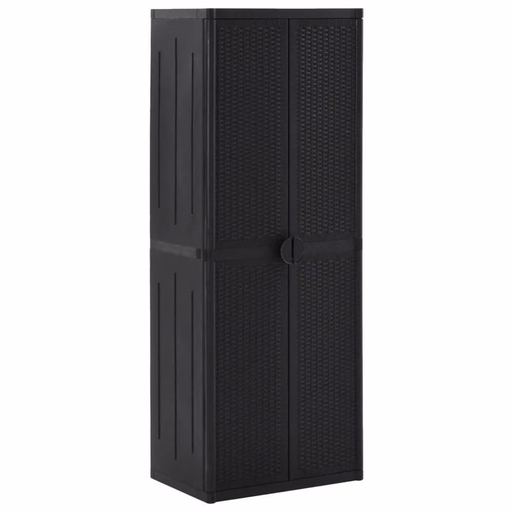 Berkfield Home Garden Storage Cabinet in Black PP Rattan, W/D/H: 65 x 45 x 172 cm – 2