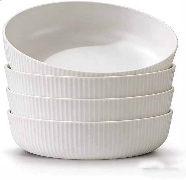 Kelvenix 4-Piece Set of White Deep Pasta Bowls