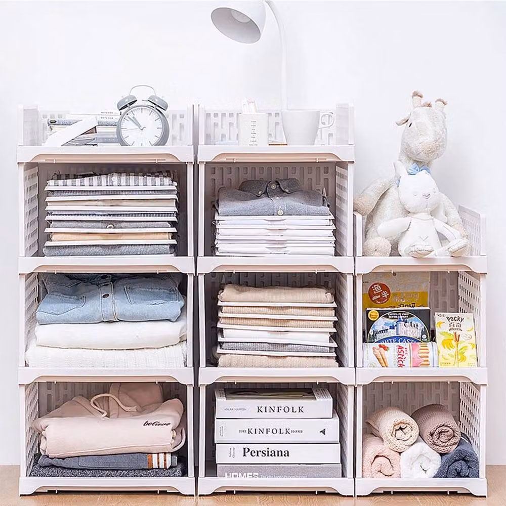 KORVIXA White Plastic Clothes Closet Organiser Basket, W/D/H: 44 x 28 x 24.5 cm – 3