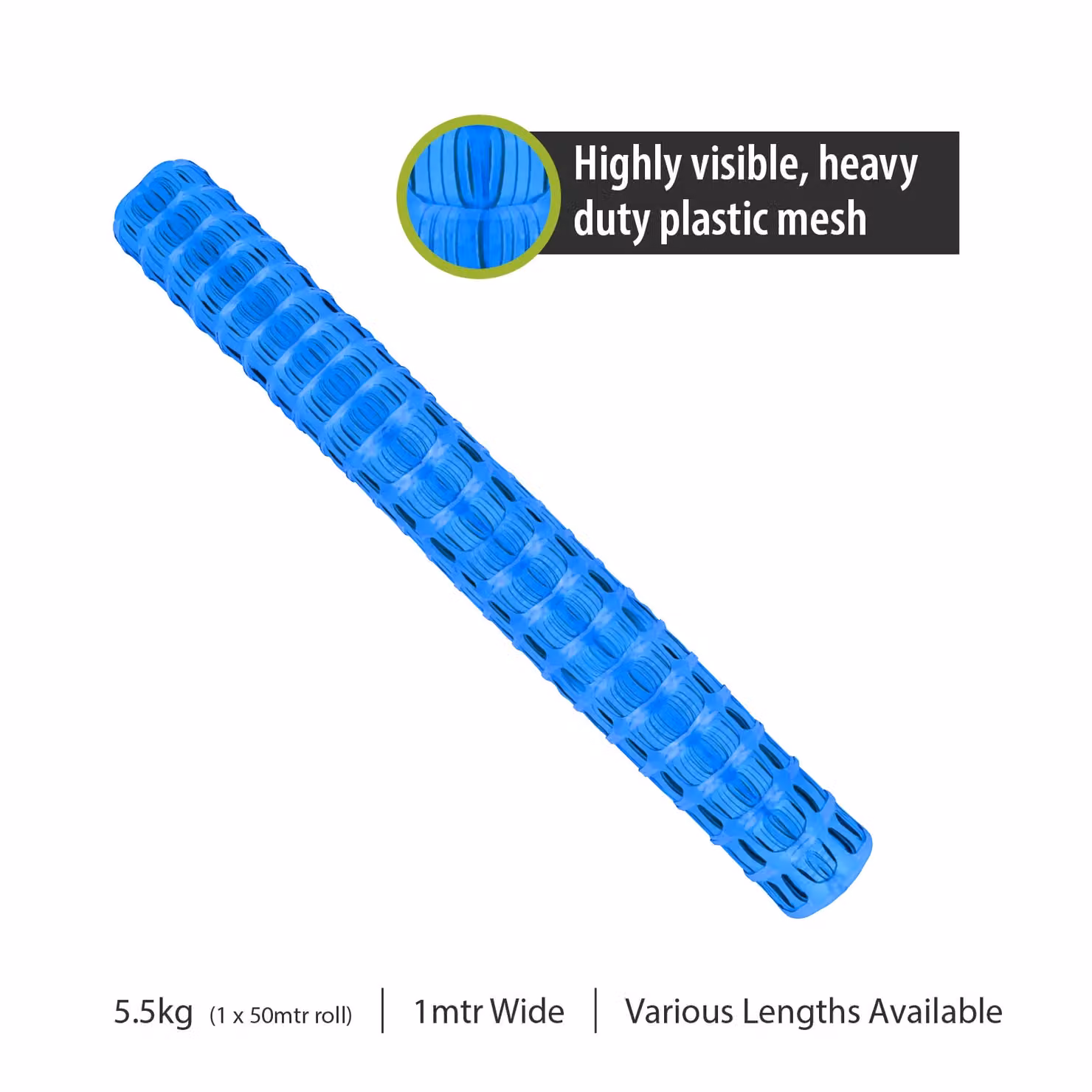 Pegdev Blue Plastic Site Barrier Fencing with Steel Pins, 10m – 2