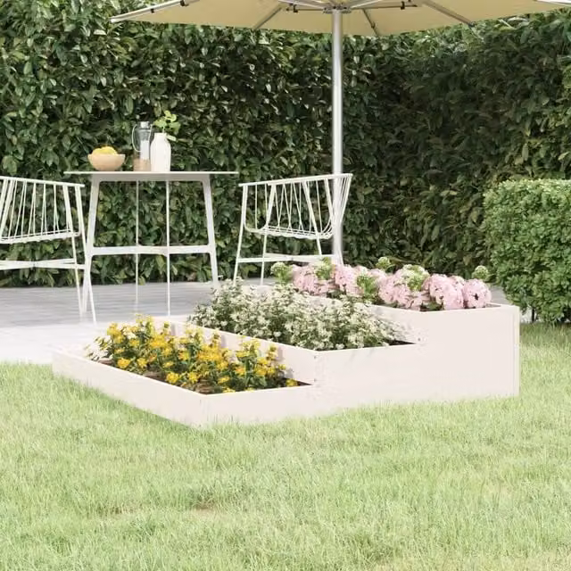 Berkfield White Solid Wood Pine Planter W: 107 cm, D: 107 cm, H: 27 cm – 1