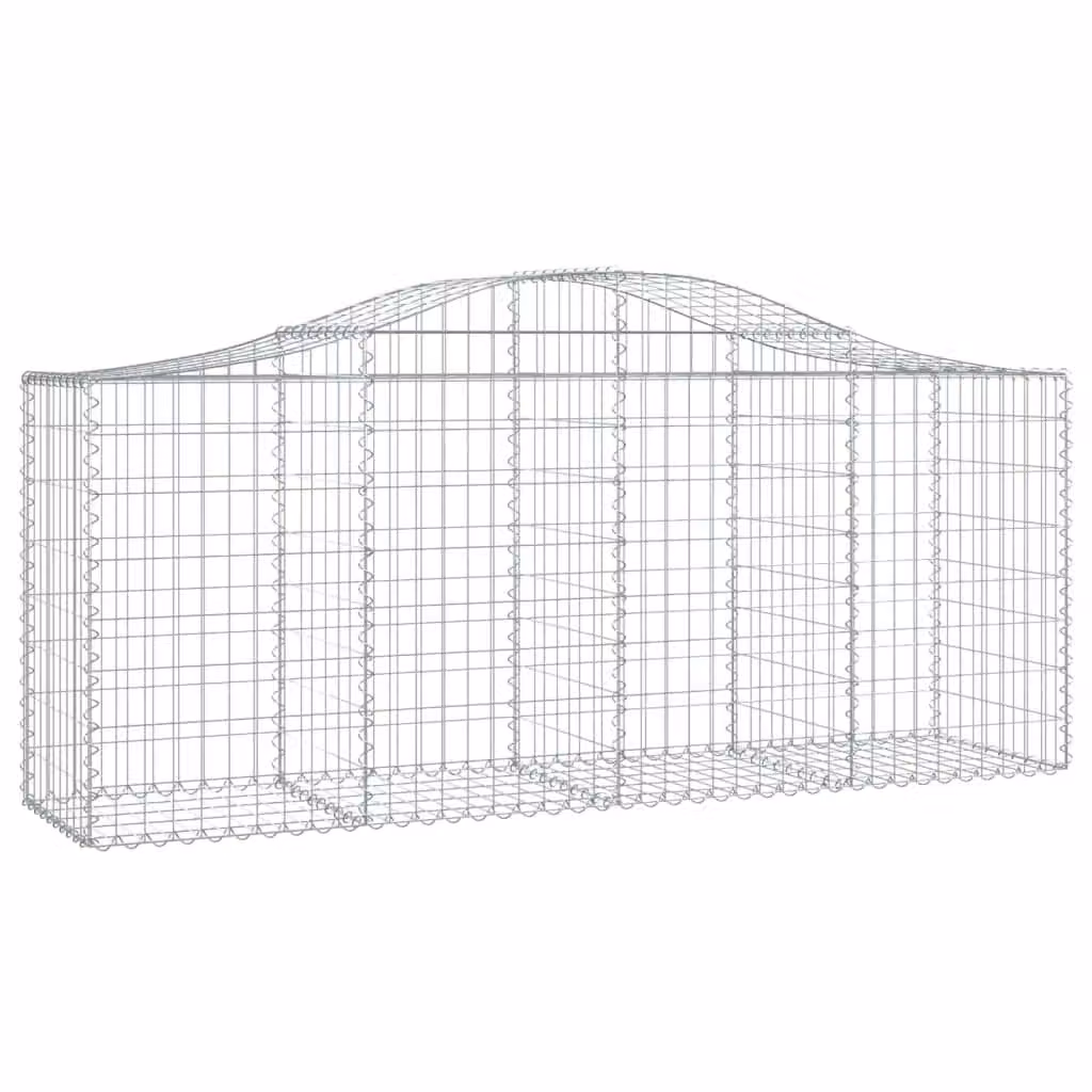 Berkfield Home Arched Gabion Basket in Silver Galvanised Steel, W: 200 cm, D: 50 cm, H: 80-100 cm – 2