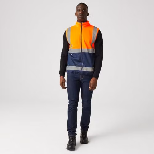 Regatta Men's Hi-Vis Class 1 Full Zip Polyester Vest in Orange and Blue, Size XL (EN ISO 20471) – 2