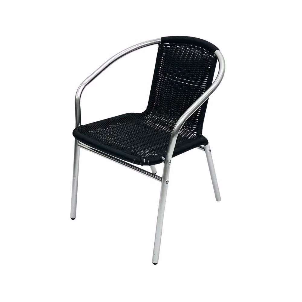 NESTLUNE 2-Piece Black Rattan Garden Chairs with Armrests – 2