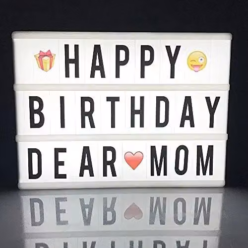 Almineez A4 Cinematic LED Lightbox in White with 85 Letters and Emoji Symbols – 6