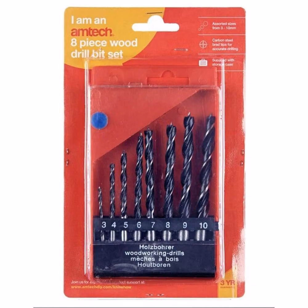 Amtech Wood Drill Bit Set, 8 Pack, Multicolour – 2