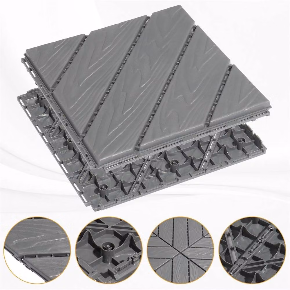 SPETLEK 27pcs Interlocking Plastic Decking Tiles for Patio and Garden, Grey – 3