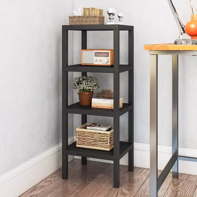 Costway 4-Tier Narrow Plastic Bathroom Storage Unit and Display Rack in Black – 1