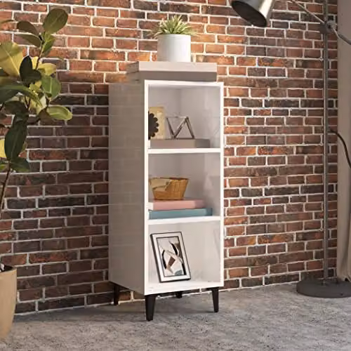 vidaXL Glossy White Sideboard in Engineered Wood W/D/H: 34.5 x 32.5 x 90 cm – 2