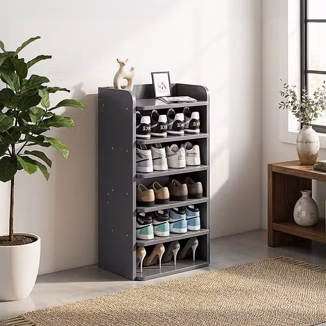 Livingandhome 6-Tier Freestanding Shoe Rack in Black