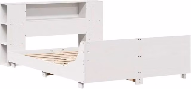 Berkfield Home Solid Pine King Size Bed Frame in White, W/D/H: 150 x 200 x 82 cm