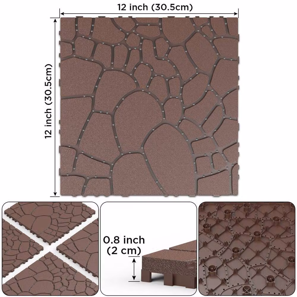 Garwarm 44 Piece Interlocking Deck Tiles for Porch, Poolside or Balcony, Brown – 6