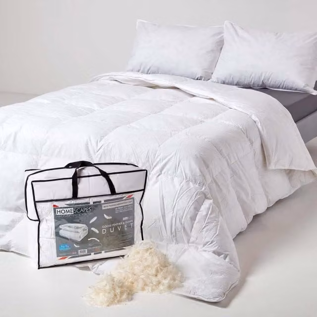 Homescapes Goose Feather and Down All Season Duvet, White