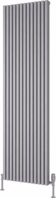 Bathroom Kingdom Albano Silver Designer Vertical Aluminium Radiator H: 180 cm, W: 51 cm