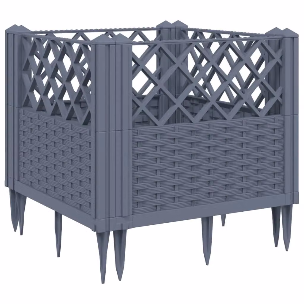 Berkfield Home Garden Planter with Pegs in Blue and Grey, W/D/H: 43.5 x 43.5 x 43.5 cm – 2