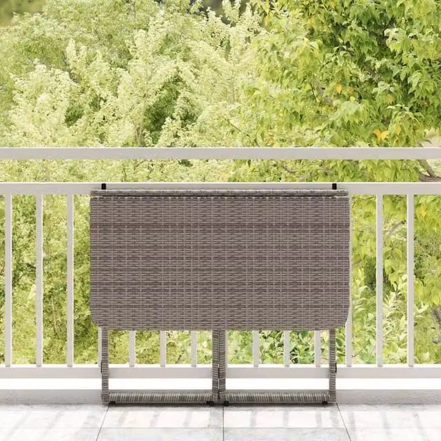 Berkfield Home Beautiful Folding Garden Table in Grey Poly Rattan, W: 90 cm, D: 51 cm, H: 75 cm
