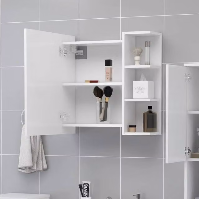 Berkfield Home White Wall Mounted Bathroom Mirror Cabinet, W/D/H: 62.5 x 20.5 x 64 cm