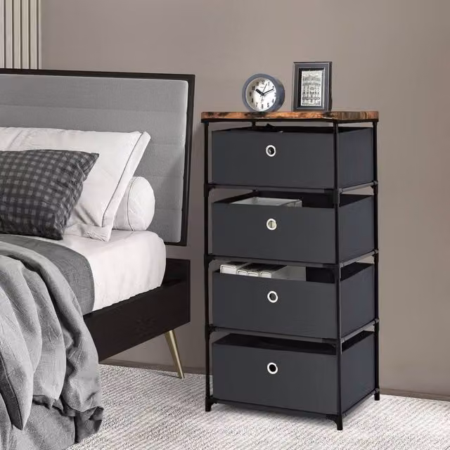 EONLION 4-Tier Fabric Dresser with Large Capacity Storage in Black