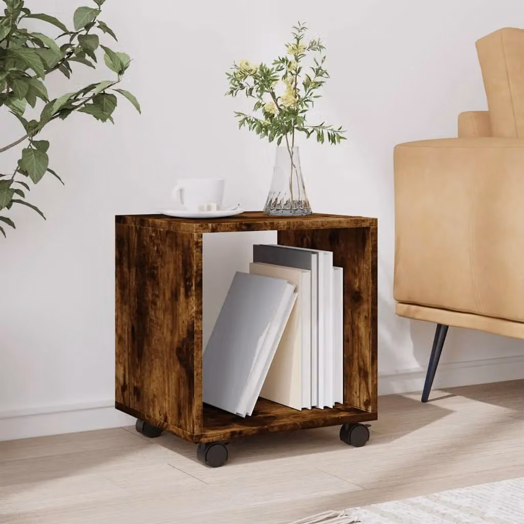 Berkfield Home vidaXL Rolling Cabinet in Smoked Oak Brown, W/D/H: 37 x 33 x 42.5 cm – 3